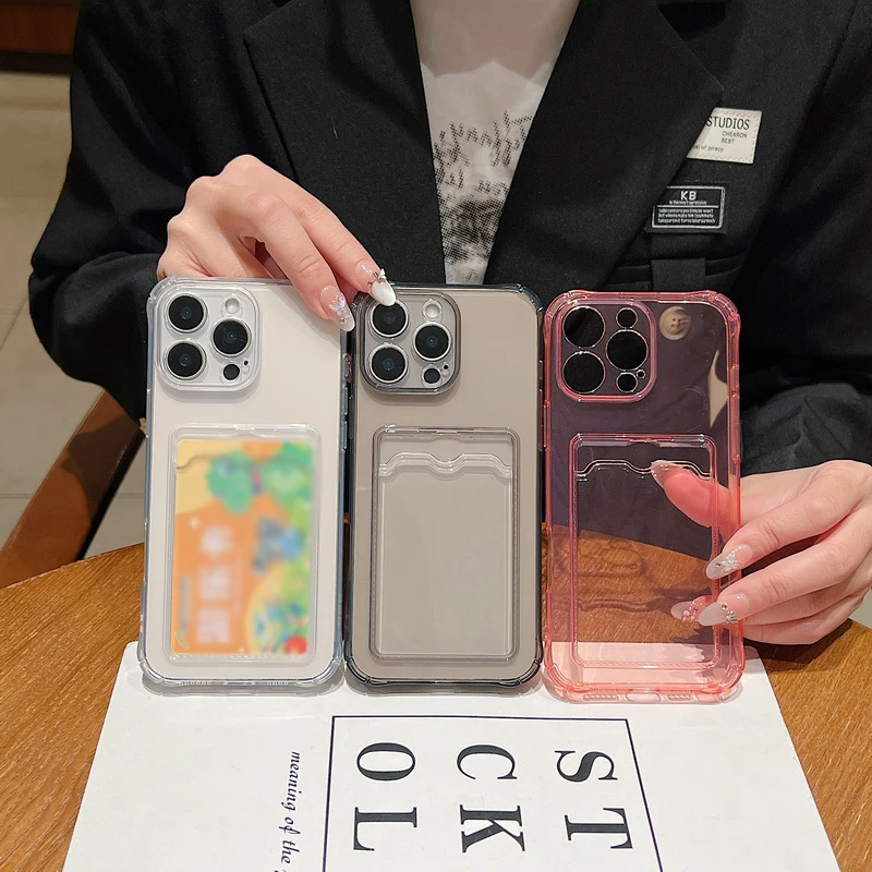 Kartenfach-Tasche Klare TPU-Handyhülle für iPhone 18 Pro 17e 17 16 15 14 13 Pro Max 11 Weiche Stoßfeste Transparente Silikonhülle – Detail 1