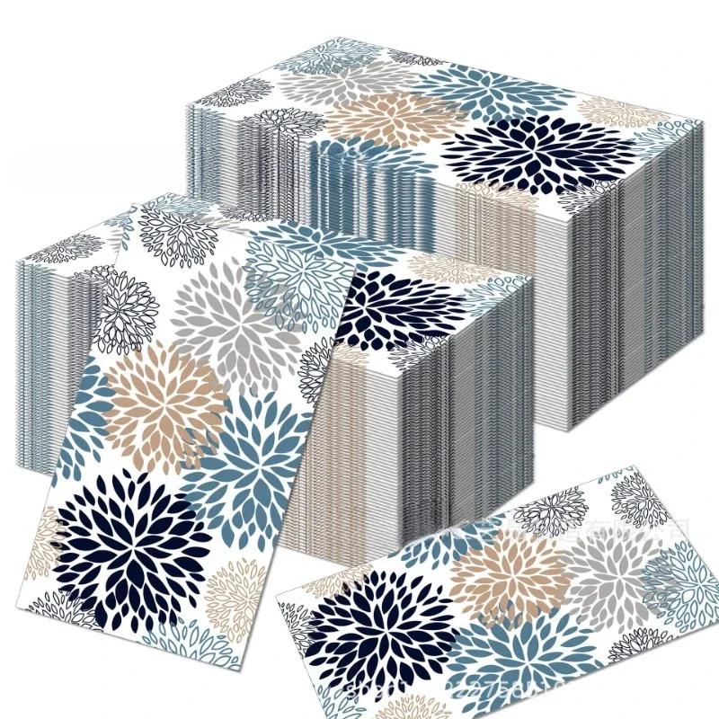 20pcs/Pac 33*40cm 2-Ply Blue Flower Baby Wedding Birthday Long Tissue Paper Party Decoration Paper Colored Placemats