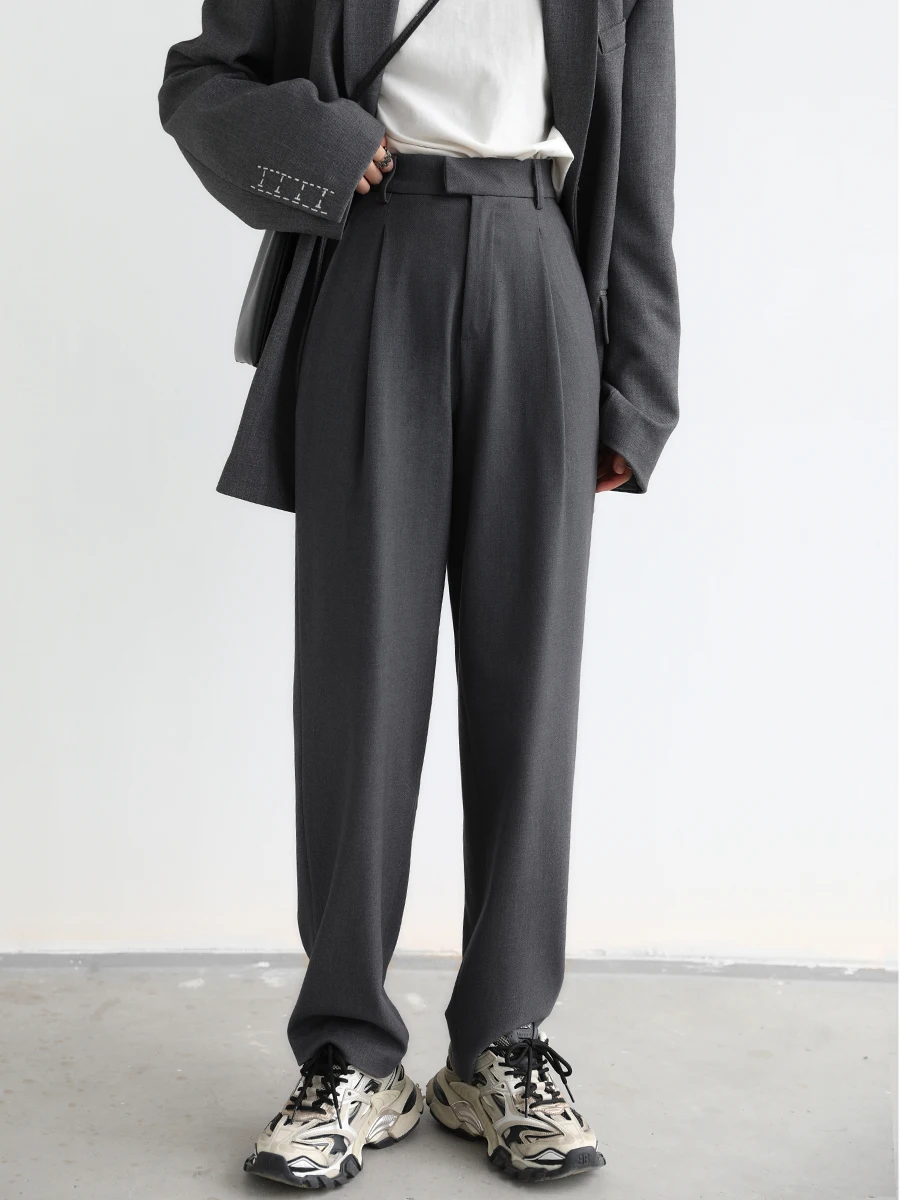 

Simple Casual Women Twill Suit Pants Wide Leg Pants Straight Floor Pants Office Ladies Female Trousers