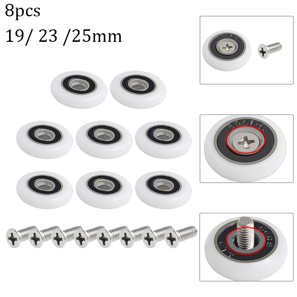 Shower Door Roller Replacement Door Pulley 19/23/25mm Wheel Diameter Cabins Pulley Sliding Shower Wheel Runner 8Pcs shower door rollers