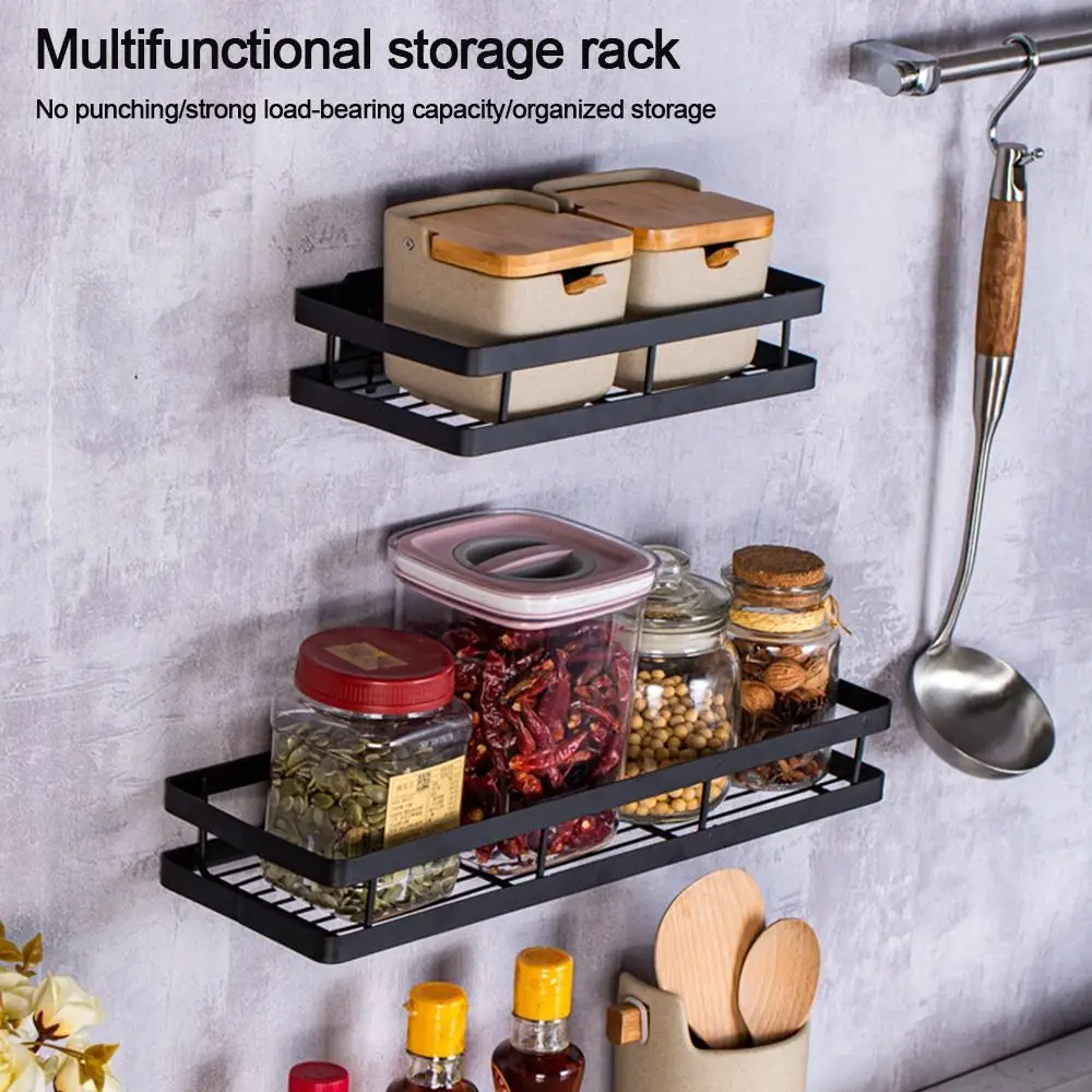 Description Picture 2 of itemWall Mounted Bathroom Shower Shelf Durable Metal Multi Functional Kitchen Seasoning Bracket Detachable Toilet Shampoo Holder