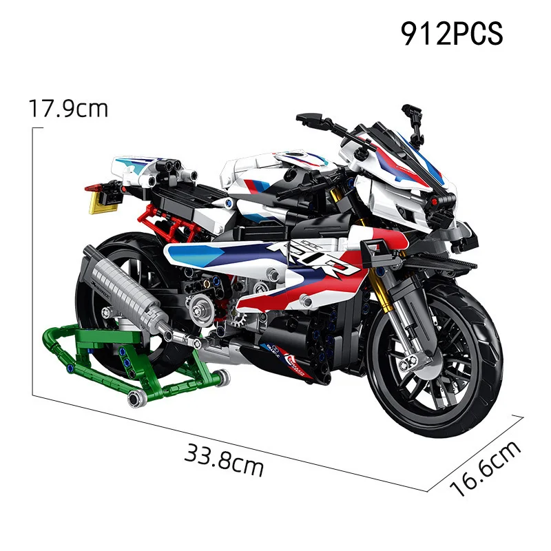 ערכת מודל אופנוע בניית קוביות, צעצוע רכיבה טכני לילדים, בני נוער ומבוגרים, מתנה יצירתית לבנים