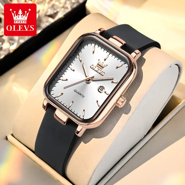 OLEVS 7089 New Women Watch Fashion Simple Square Quartz Watch Classic Automatic Date Women's Elegant Bracelet Dress Luxury Watch