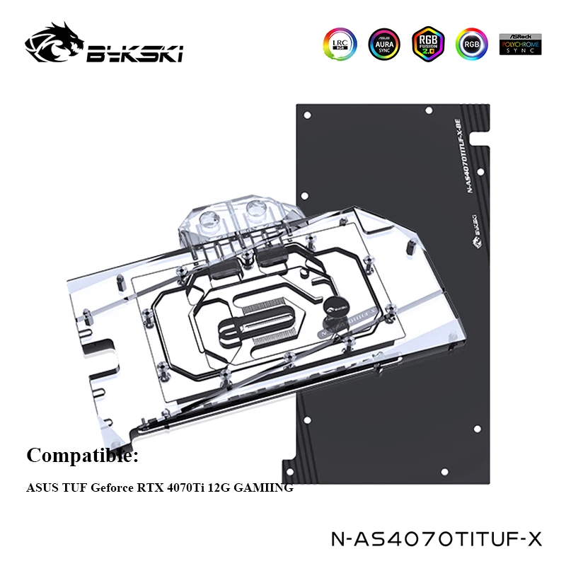 Bykski Water Block Serve Per Asus Tuf Geforce Rtx 4070Ti 12G Gamiing Vga Cooler Cooler Con Piastra Posteriore, N-As4070Tituf-X