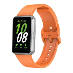 Silicone Sport Strap Bracelet Replacement - Premium Watchband Accessory - Samsung Galaxy Fit 3 (Orange)