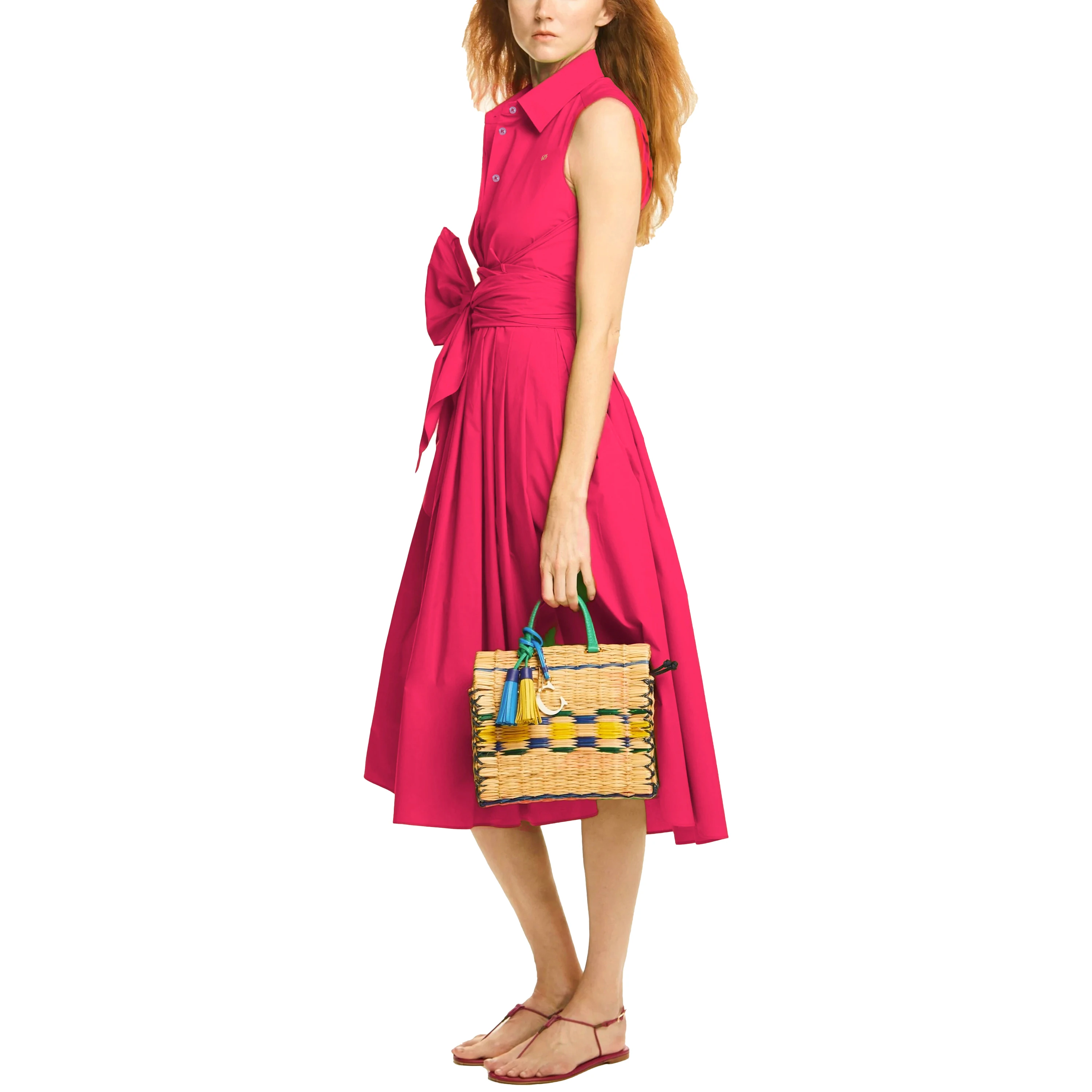 فستان CHCH نسائي صيفي لحفلات الشاطئ بدون أكمام وصد...