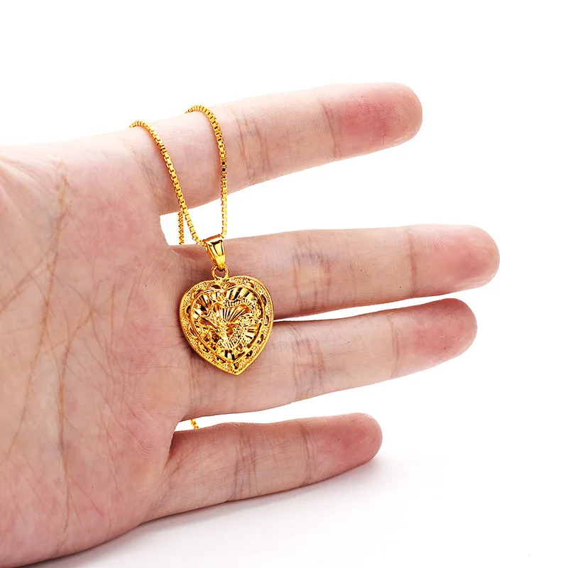 High-quality 9999 Golden Dragon Race Necklace Women's Palace Style 24K Real Gold Chain Zodiac Pendant Jewelry