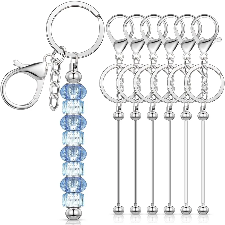 Beadable Metal Keychain Bars for DIY Jewelry Crafts