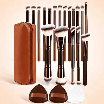 Set di strumenti per il trucco da 5/18/21 pezzi, inclusi 18 set di pennelli per il trucco + 1 borsa per il trucco + 2 accessori per applicatori a cuscino d'aria