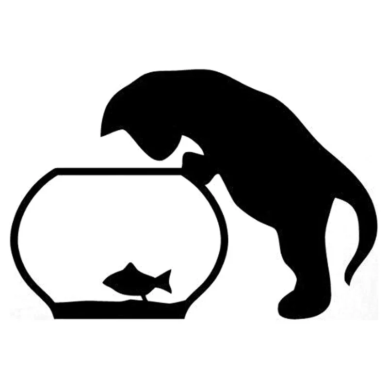 

Personality Car Sticker Cat and Fish Fashion Car Sticker Car Accessories Waterproof and Sunscreen Vinyl Decal,16cm*11cm