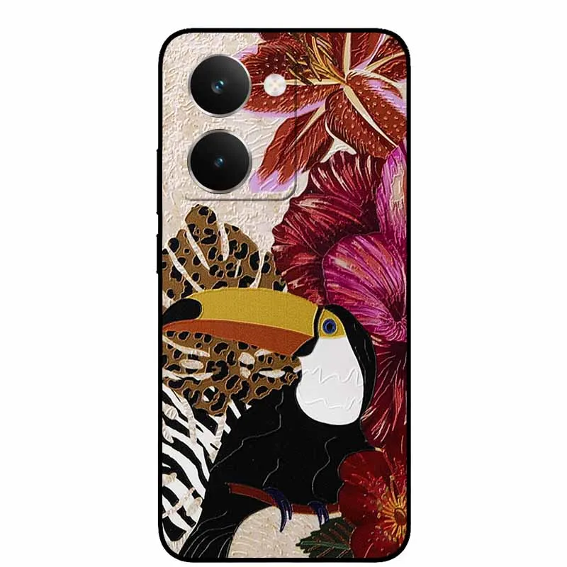 Vintage 3D Embossed Silicone Back Cover – Black Retro Design