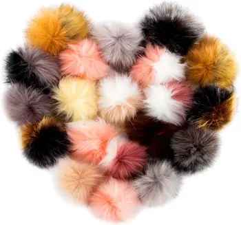 Mr. Pen- Faux Fur Pom Pom 20 Pack 4 Inch 14 Colors Fluffy Pom Pom with  Elastic Loop Pom Poms for Hats Fluffy Hat Pom Poms Pompoms for Hat Knitting  Faux Fur