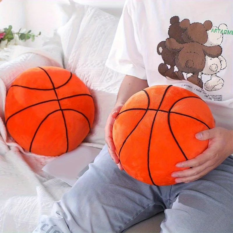Plush Basketball Soft Stuffed Basketball Pillow Plush Sports Throw Pillows Gifts for Kids Teen Boys Room Bedroom Decorations