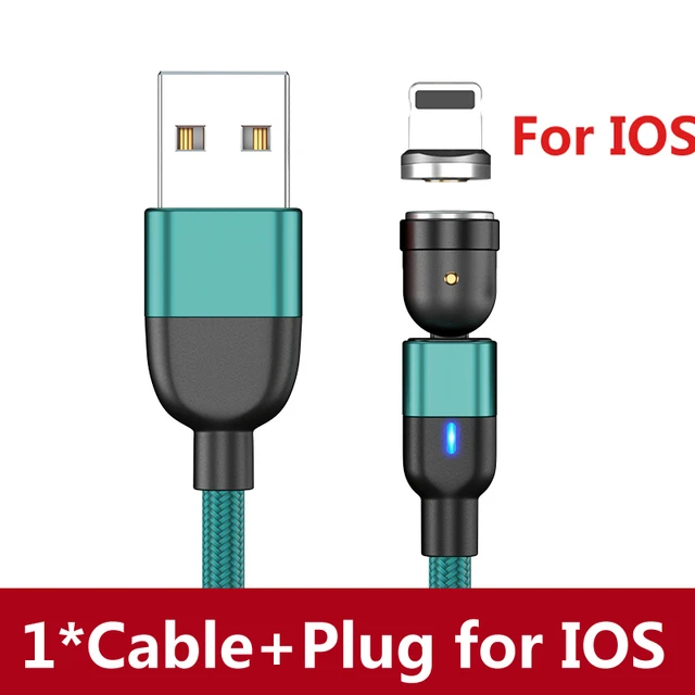 AUFU 2m 3m Magnetic Cable USB Type C For Huawei P20 P30 pro Usb C Cable Micro 3A Fast Charging Magnet Charger Data Transfer 1m Green for IOS