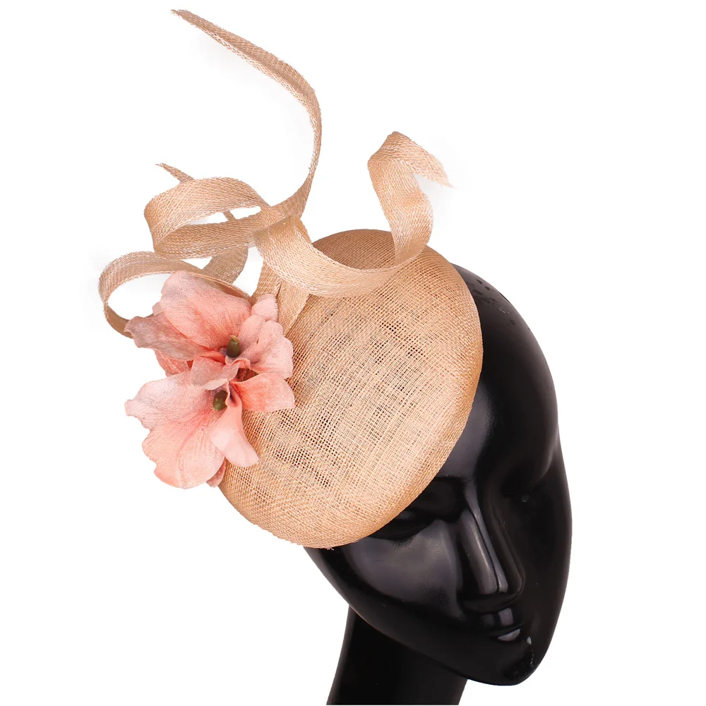 

High Quality 4-Layer Sinamay Bridal Wedding Fascinator Headband With Nice Flower Headpiece Women Party Dinner Hair Accessories