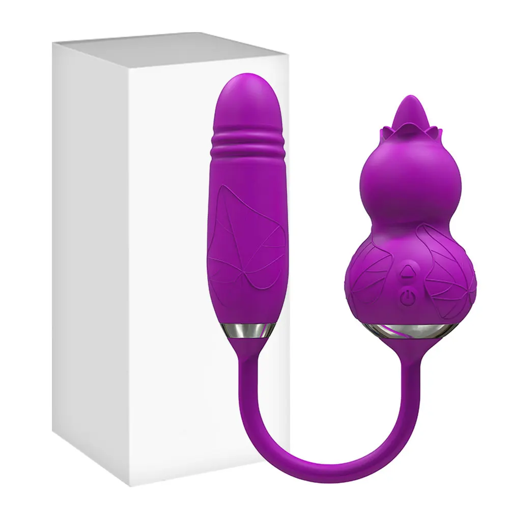 Thrusting Tongue Licking Dildo Vibrator 2 In 1 Vibrating Egg Clit_voghion.com