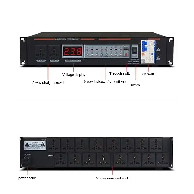 GAX-1602 전문 무대 성능 DJ 사운드 시스템 전압 조정기용 18채널 전원 시퀀스 컨트롤러