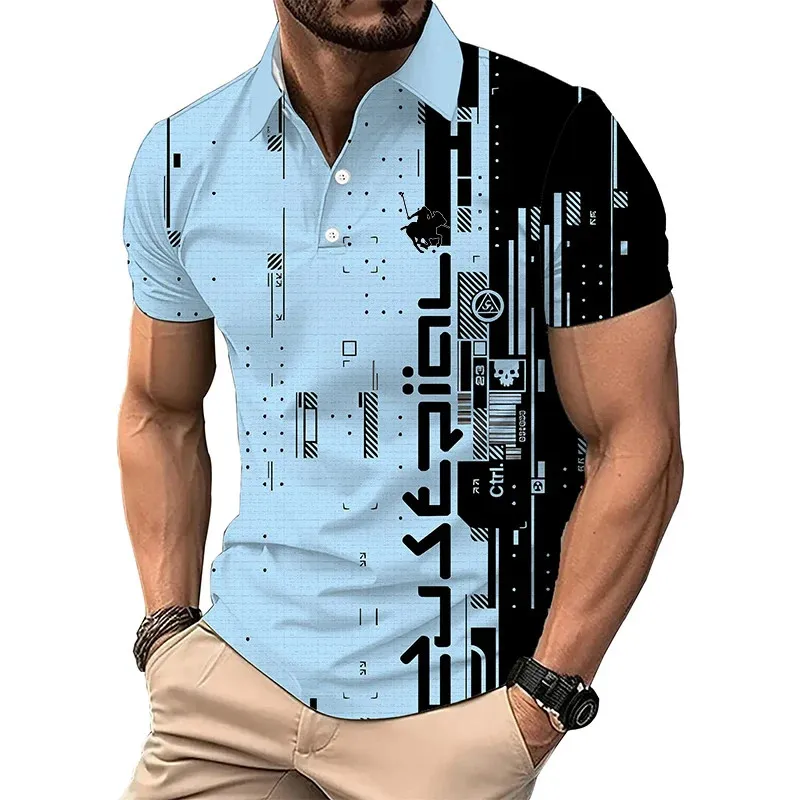 Men\'s New T-shirt Classic Short sleeved Polo Shirt Summer Top Casual T-shirt Button Collar Super Large S-4XL Casual Polo Shirt