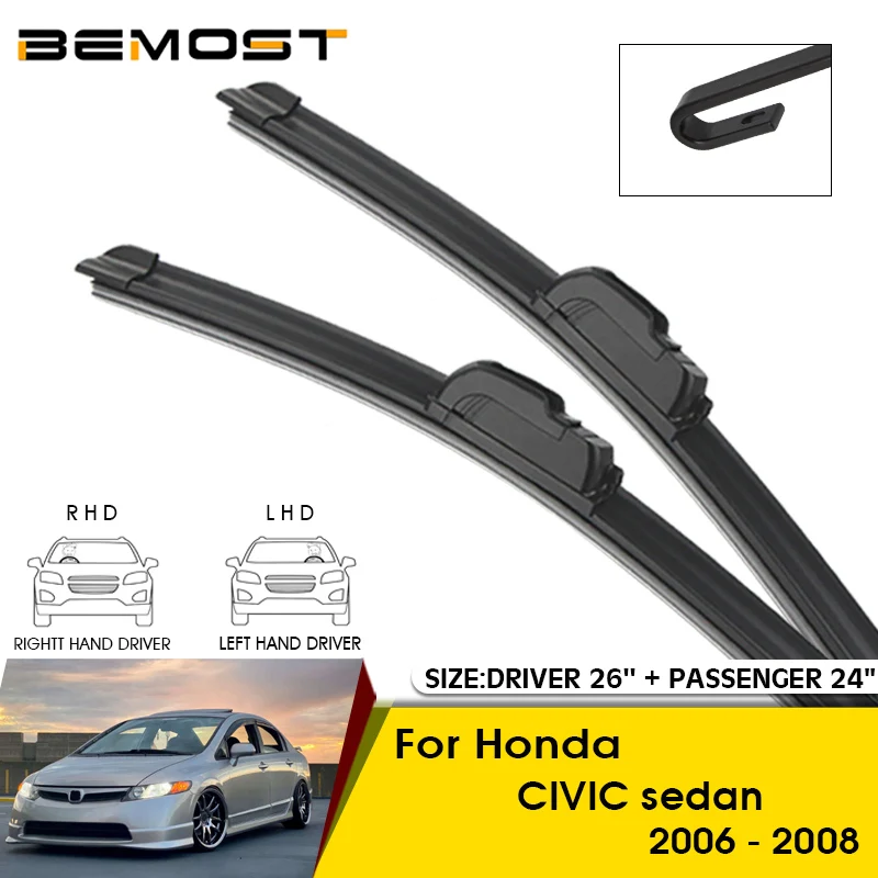 

Car Wiper Blades For Honda CIVIC sedan 2006-2008 Windshield Windscreen Front Window Blades 26"+24" Car Accessories