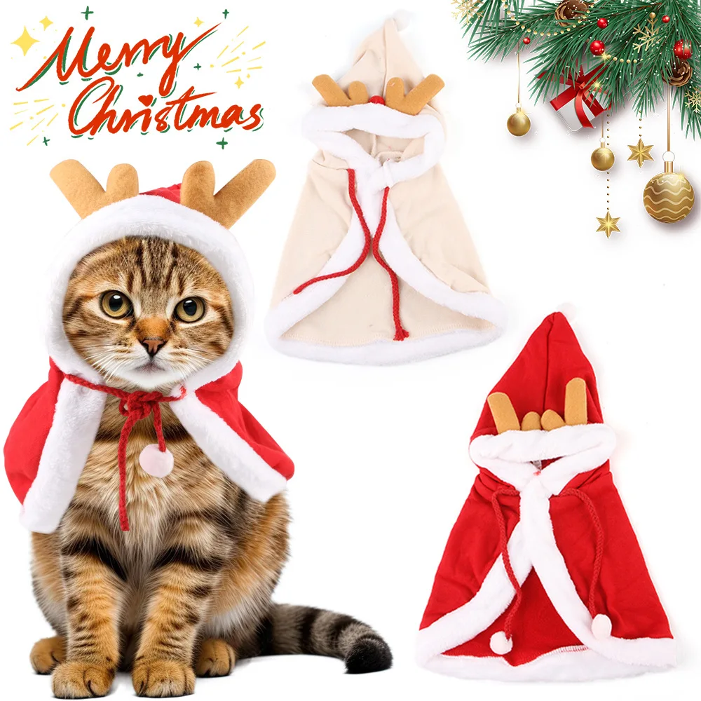 Weihnachtskostüm Hund Whaline Weihnachtskostüm-Outfit-Set Für Haustiere,  Rentier-Geweih, Stirnband, Weihnachtsmann, Hut, Roter Schal Und  Haustierumhang Hund, Katze, Haustier, Weihnachten, Party, Cosplay, Zubehör,  4 Stück Hundekostüm Weihnachten, image size:1000x1000