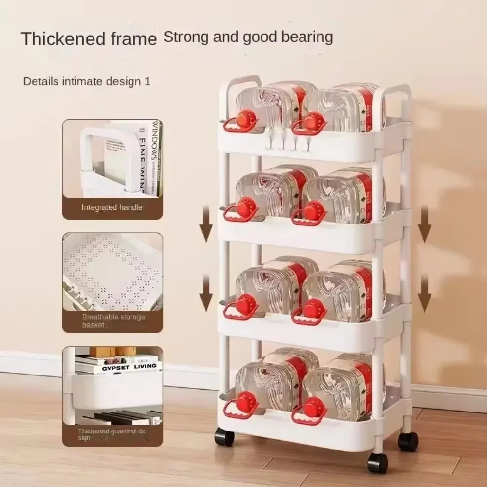 storage rack Household Multi-layer Small Cart Storage Rack Floor To Floor Kitchen Bedroom Bathroom Storage Rack with Wheels