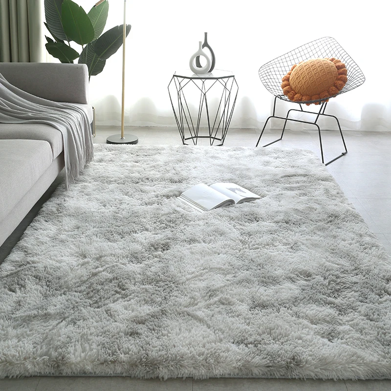 Light Grey Carpet For Girls Bedroom Fluffy Shag Rug Furry Carpet For