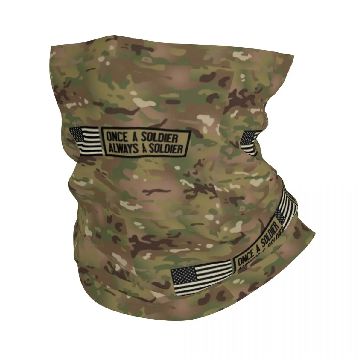 

Camouflage Once A Soldier Always A Soldier Camo Bandana Neck Cover Balaclavas Mask Scarf Cycling Sports for Men Women Windproof