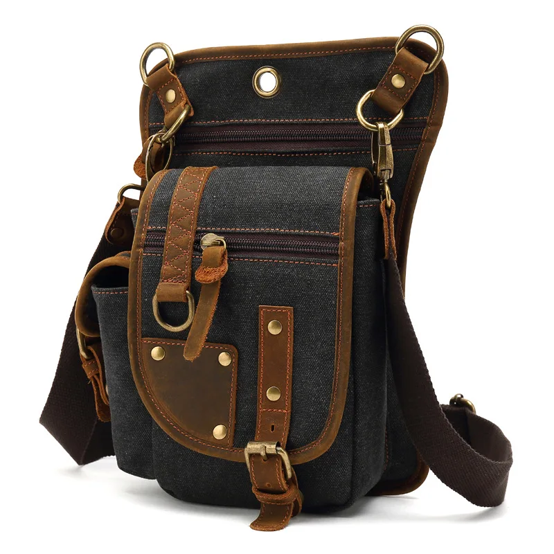 New Outdoor Cycling Leg Bag for Men's Canvas Fashion Casual One Shoulder Crossbody Bag Korean Edition Trendy Waist Bag