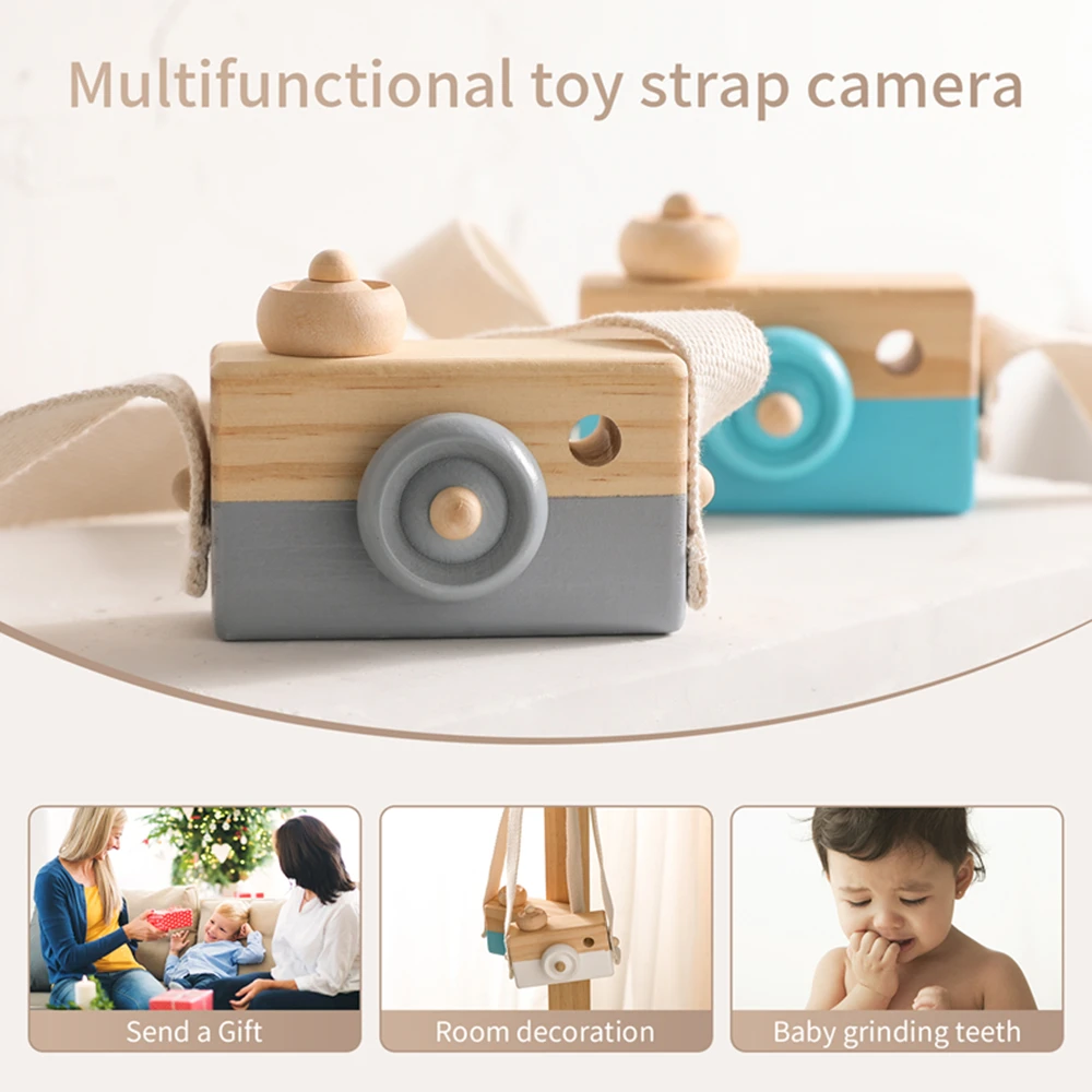 Wooden Camera Baby Toys Montessori Building Block Pendant for Children Fashion Camera DIY Presents Education game Nursing Gift 2