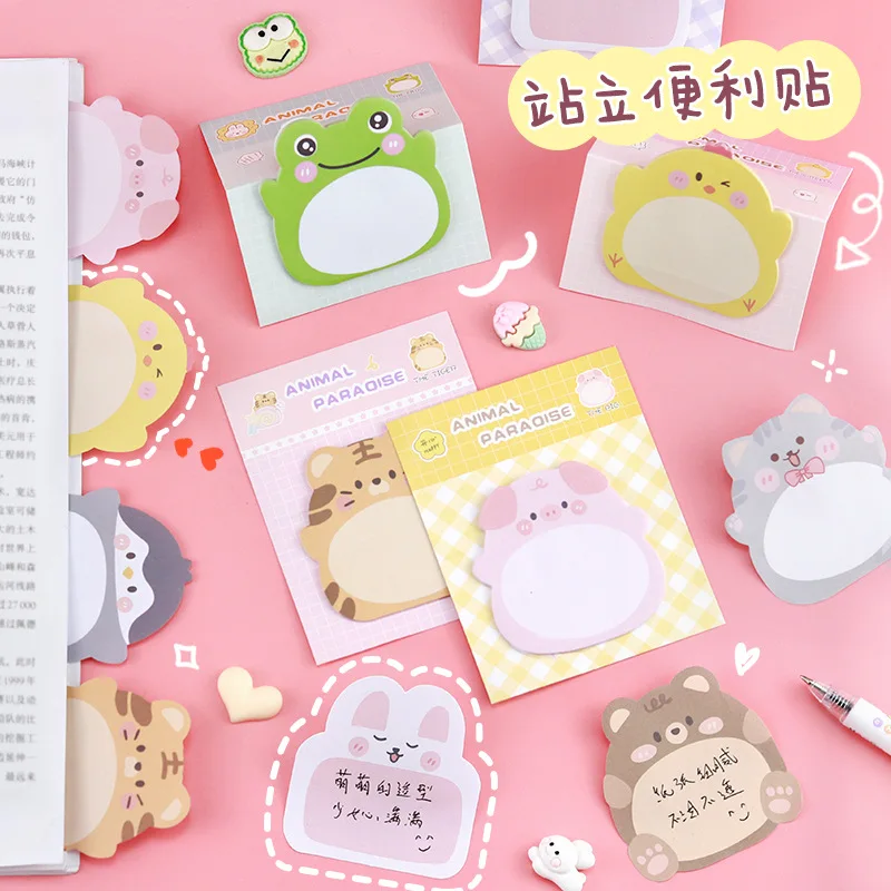 

20sheets/book Korean Cute Cartoon Animal Memo Sticky Notes Creative Animal Standing Message Memo Sticky Notes