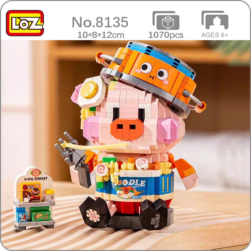 

LOZ 8135 Animal World Seafood Instant Noodle Pig Food Market Pet DIY Mini Diamond Blocks Bricks Building Toy For Children No Box