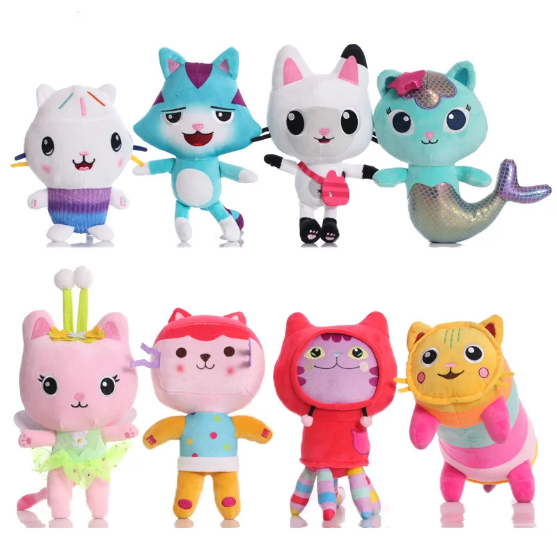 Plush Set Gabbys Dollhouse 10pcs Cat Cakey Gabby And The Magic House Toy Mermaid Cat Gabby Soft Gabi Doll House Toys For Kid