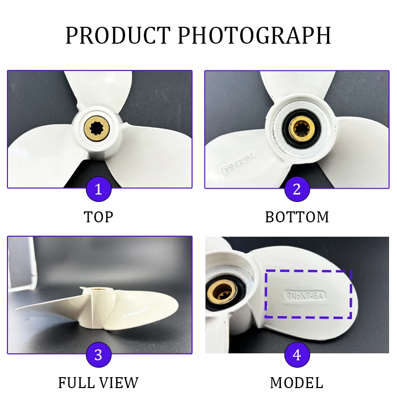 Marine Propeller For YAMAHA Outboard Motor Propeller 4HP 5HP Boat Ship Aluminum Screw 3 Blade 9 Spline Fit 7 1/2*7 inch
