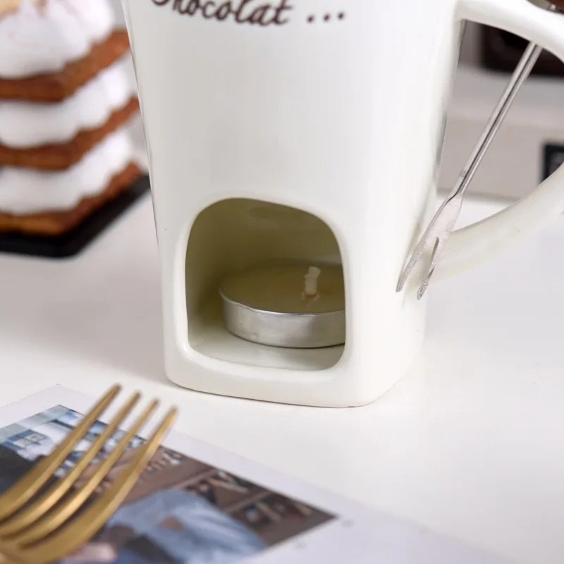 Fondue Mug Chocolate Melter Butter Melt Pot Chocolate Melting Cup Candy Hot Pot for Candy Tapas Engagement Kitchen Anniversary