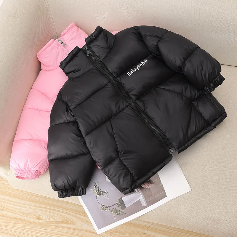 Girls Winter Warm Thickened Down Coat Boys Solid Color Letter Standing Collar Outerwear Kids Autumn New Casual Fashion Jacket down jacket baby jacket