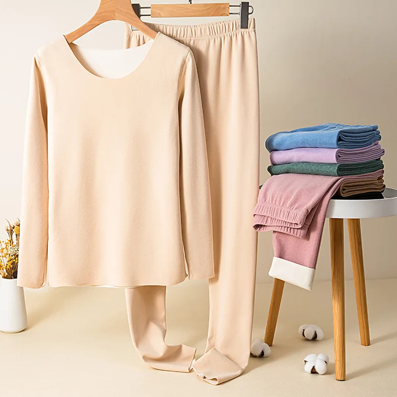 Thermal underwear for women, thickened velvet suit, German velvet seamless autumn coat, long-sleeved bottoming shirt