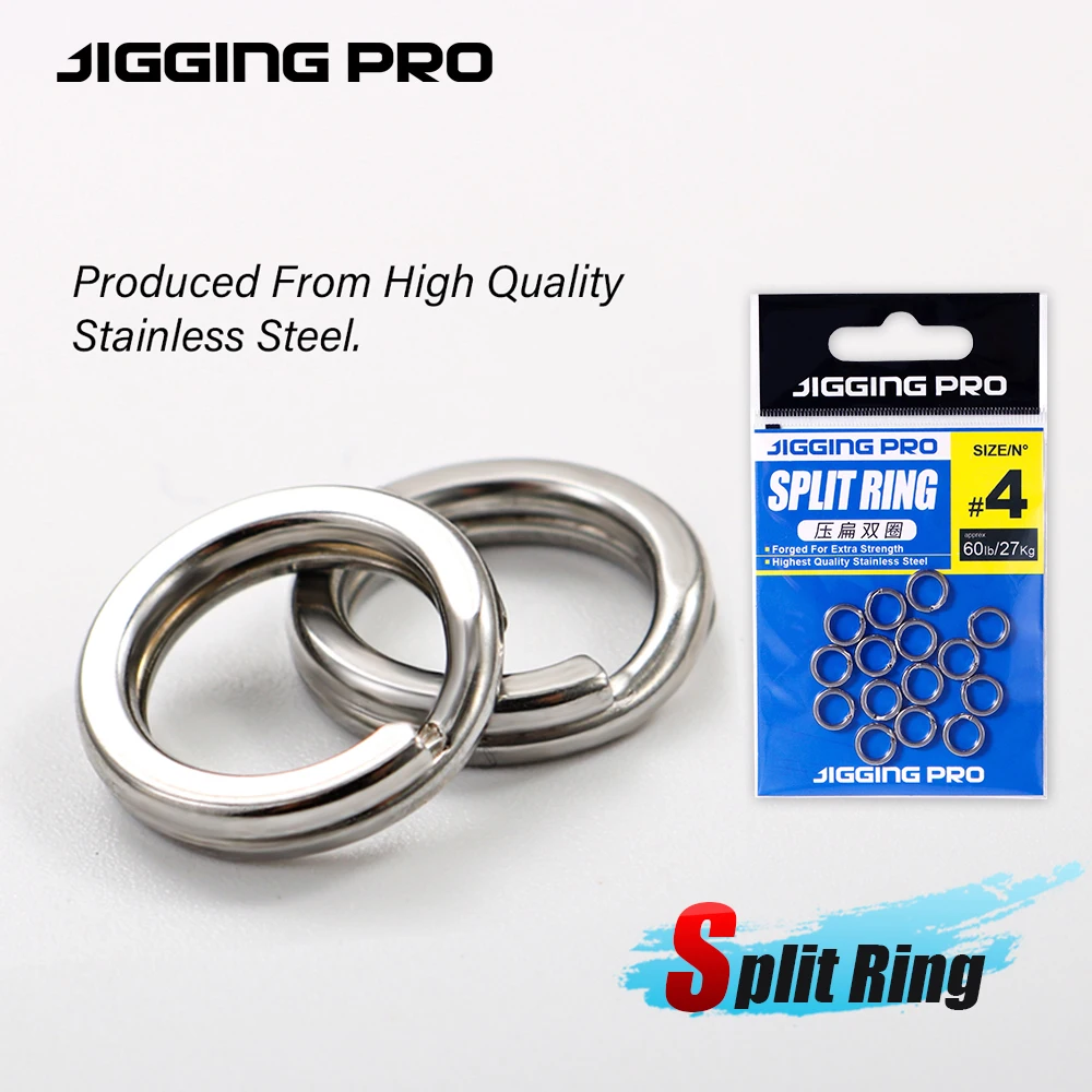 JIGGING PRO Stainless Steel Split Rings Fishing Connectors Snap Rings 10/15Pcs Heavy Duty Saltwater Fishing Accessories