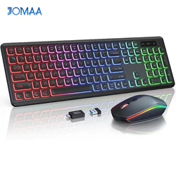 Enhanced Wireless RGB Backlit Rechargeable Keyboard and Mouse Set (Portugal layout)