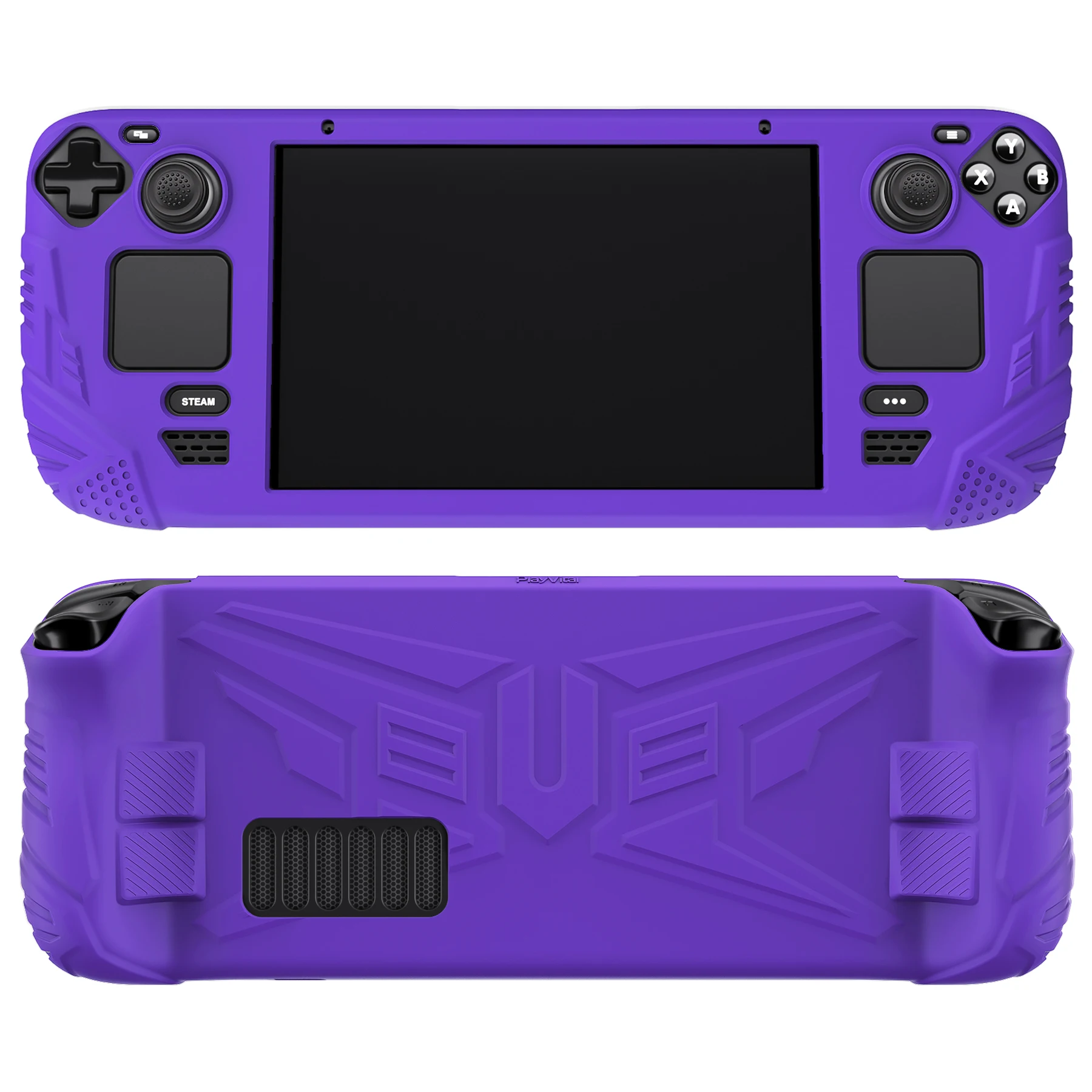 

PlayVital Armor Protective Case for Steam Deck LCD, Soft Silicone Case Shell with Back Button & Thumb Grip Cap - Purple