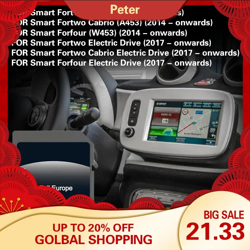 Per Smart 453 Mit Cool & Media Navigation Car 2023 Gps Sd Card Sat Nav Muslimate System Upgrade Map Full Europe Spedizione Gratuita