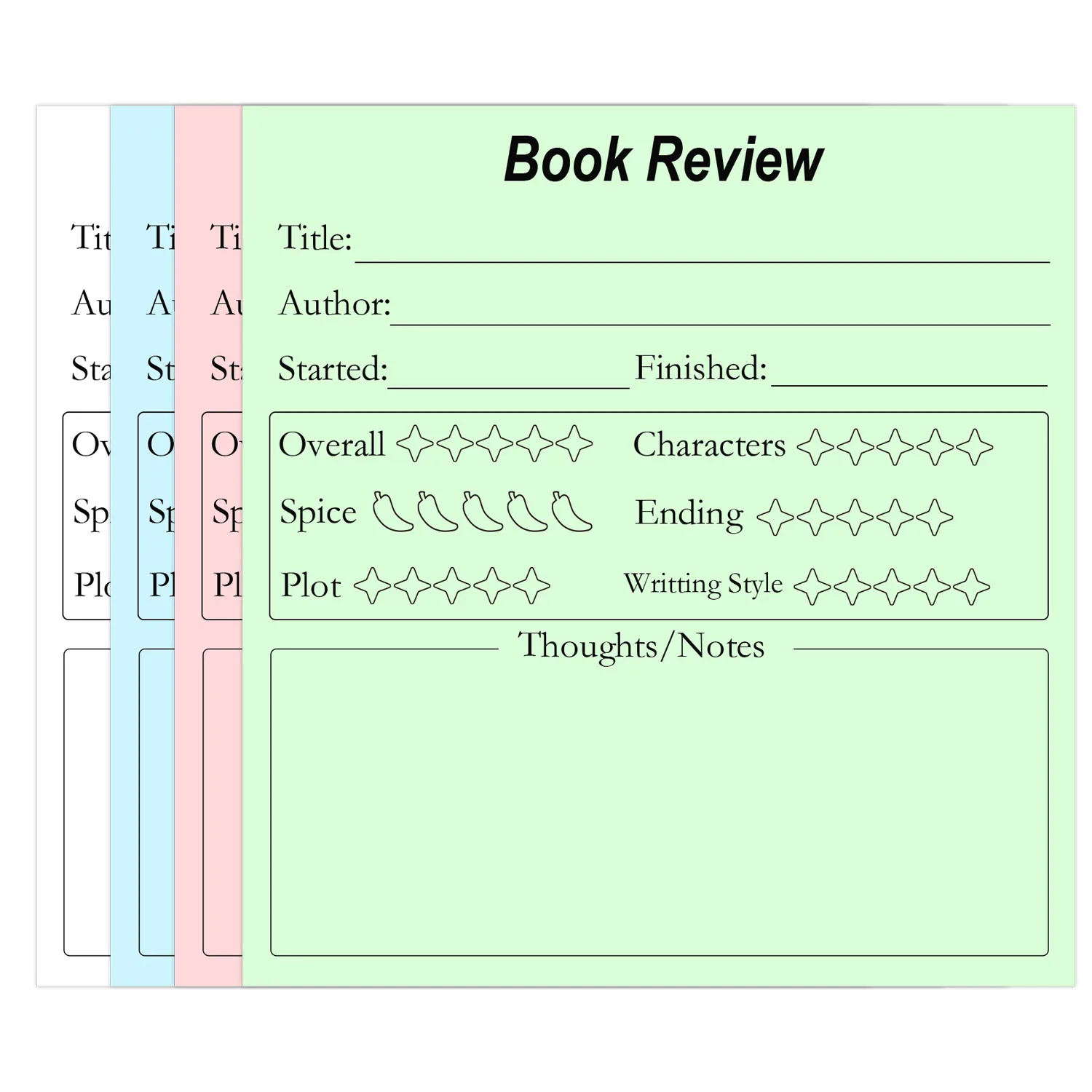 100Pcs Book Review Mini Sticky Notes-4Colors Reading Journals for Book Lovers & Readers, Small Notepads Bookish Bookworm Gifts