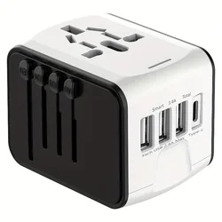 Global Power Adapter with Multiple USB Ports - Ideal - Universal Plug (White)