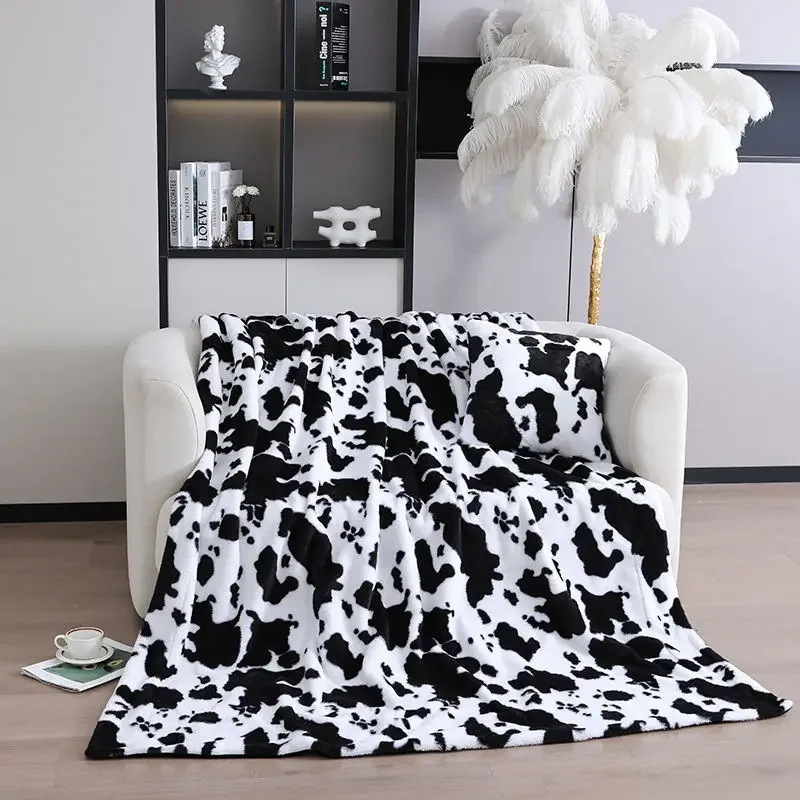 

Double Layer Plush Wearable Blanket Thickened Portable tie dye Blanket Milk Pattern Sofa Warm Cover Blanket