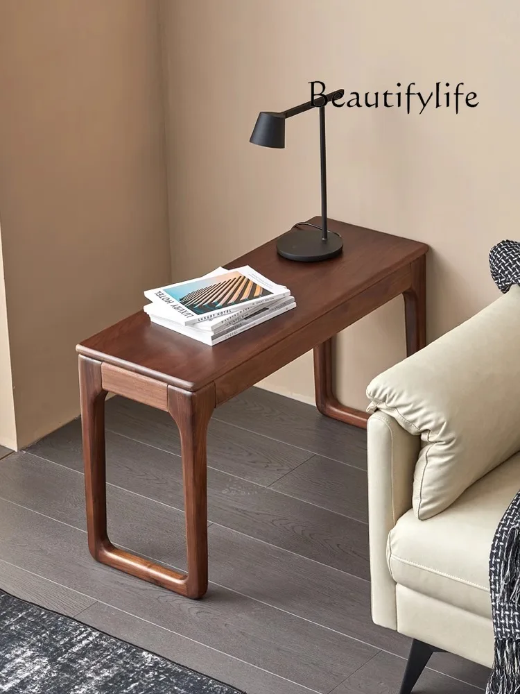 

North America Black Walnut Wooden Sofa Side Table Eight-Immortal Table Simple Modern Solid Wood Coffee Table Balcony