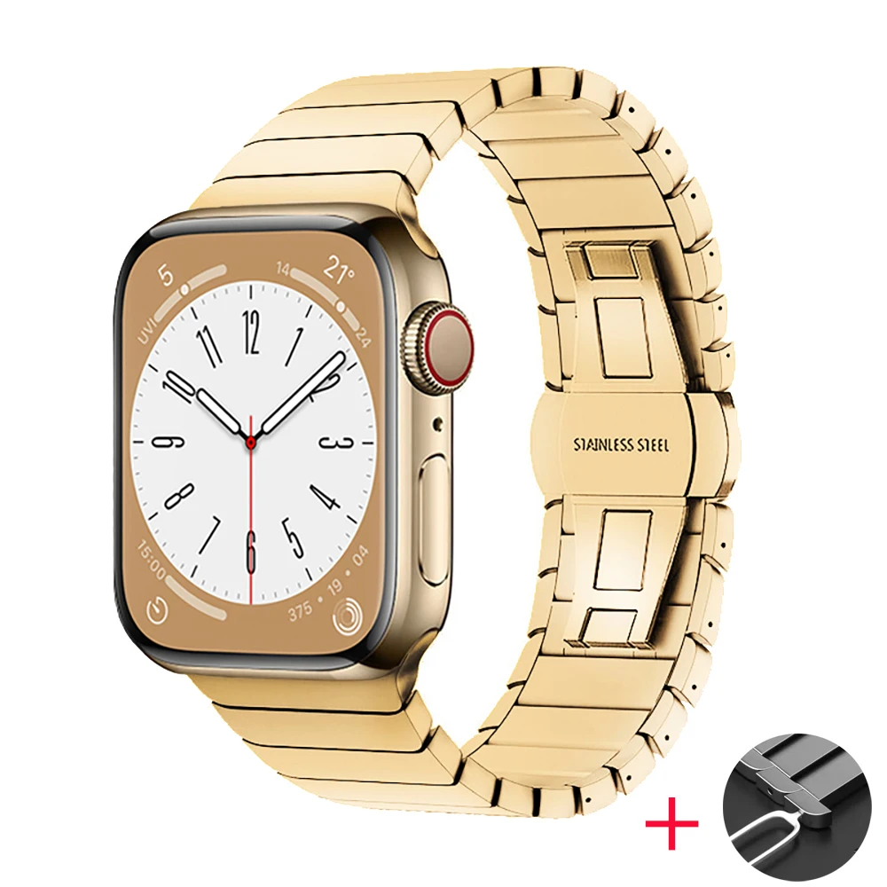 Stainless Steel Metal Watch Strap with Butterfly Buckle