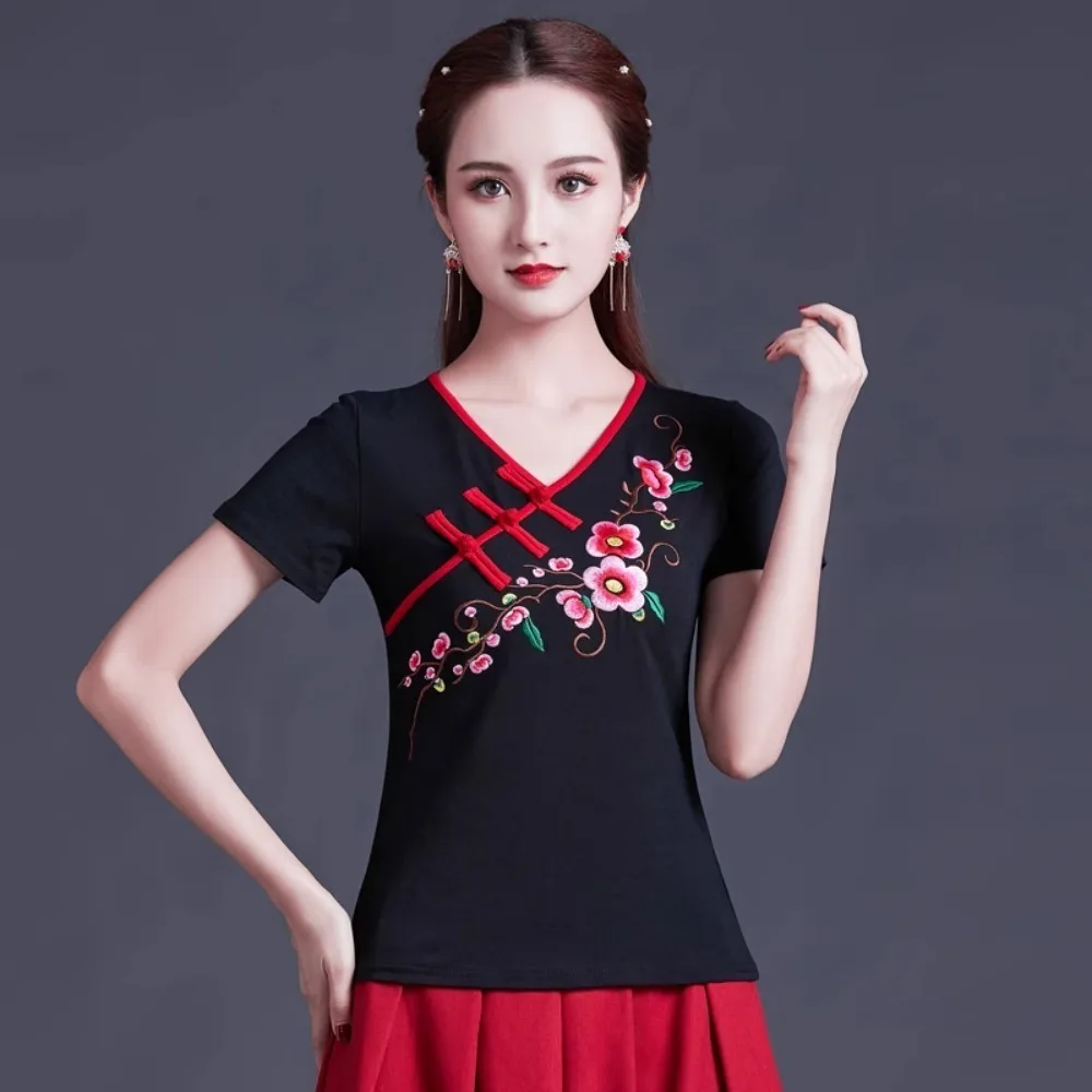 Chinese Shirt Traditional Chinese Clothing for Women Tops Fashion Clothes Vintage Summer Ethnic Style Embroidery Cotton Harajuku