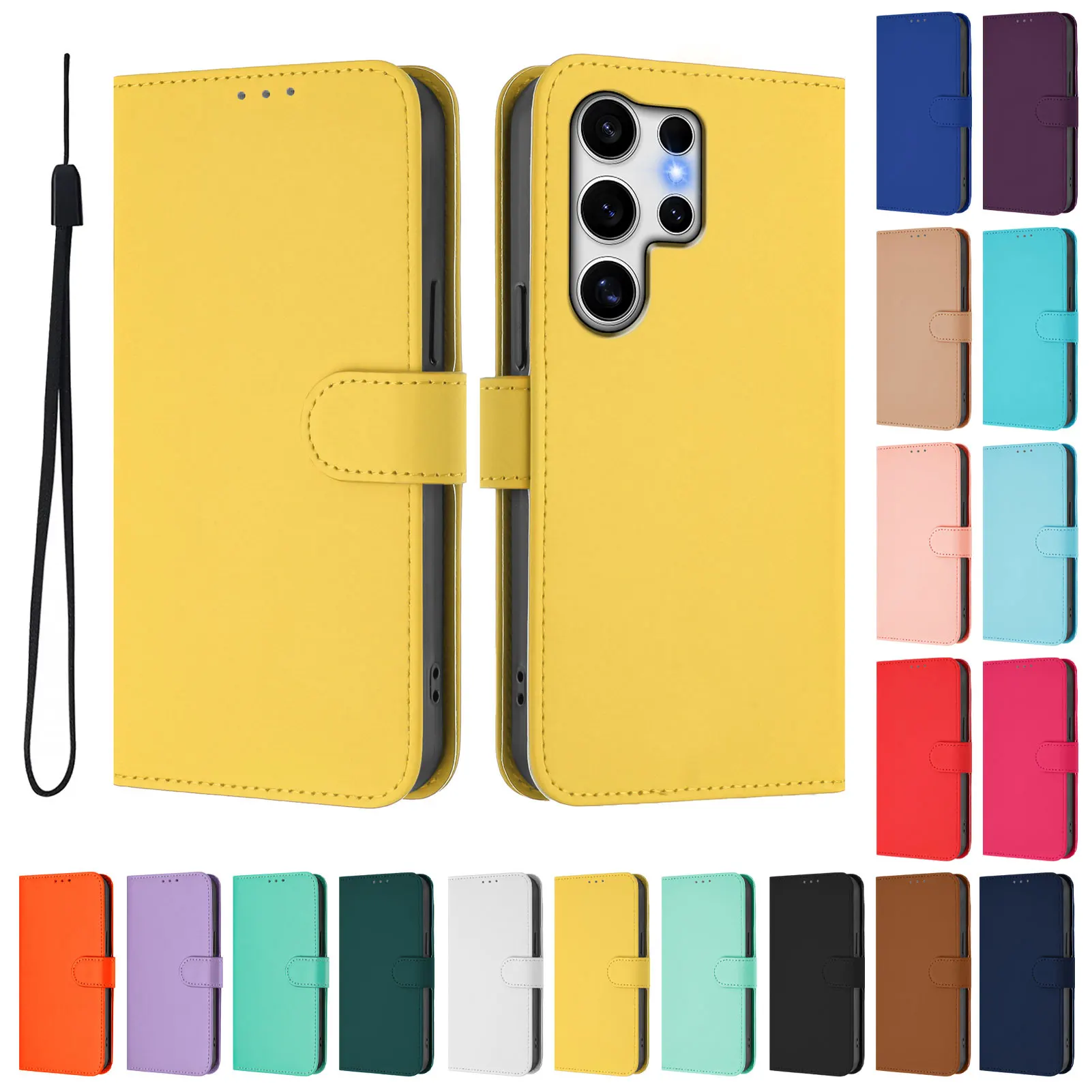 Leather Wallet Case - Shockproof Flip Cover with Camera Protection