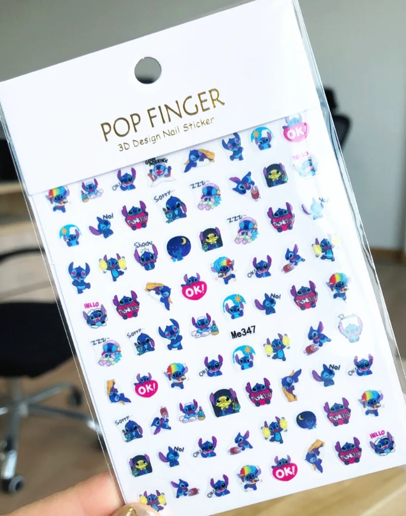 

Disney Lilo & Stitch 3D Adhesive Nail Stickers Mickey Minnie Nail Art Decals Disney Princess Stickers Nail Art Supplies