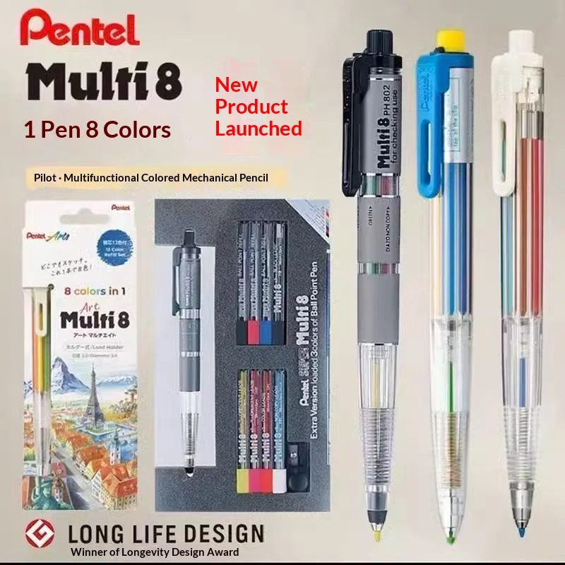 Pentel Multi 8 Matita Tecnica Multifunzione e Penna a Sfera, Mina Resistente e Affidabile per Disegnare, Scrivere, Creare, Premiata con il Japan Good Design Award - immagine 2
