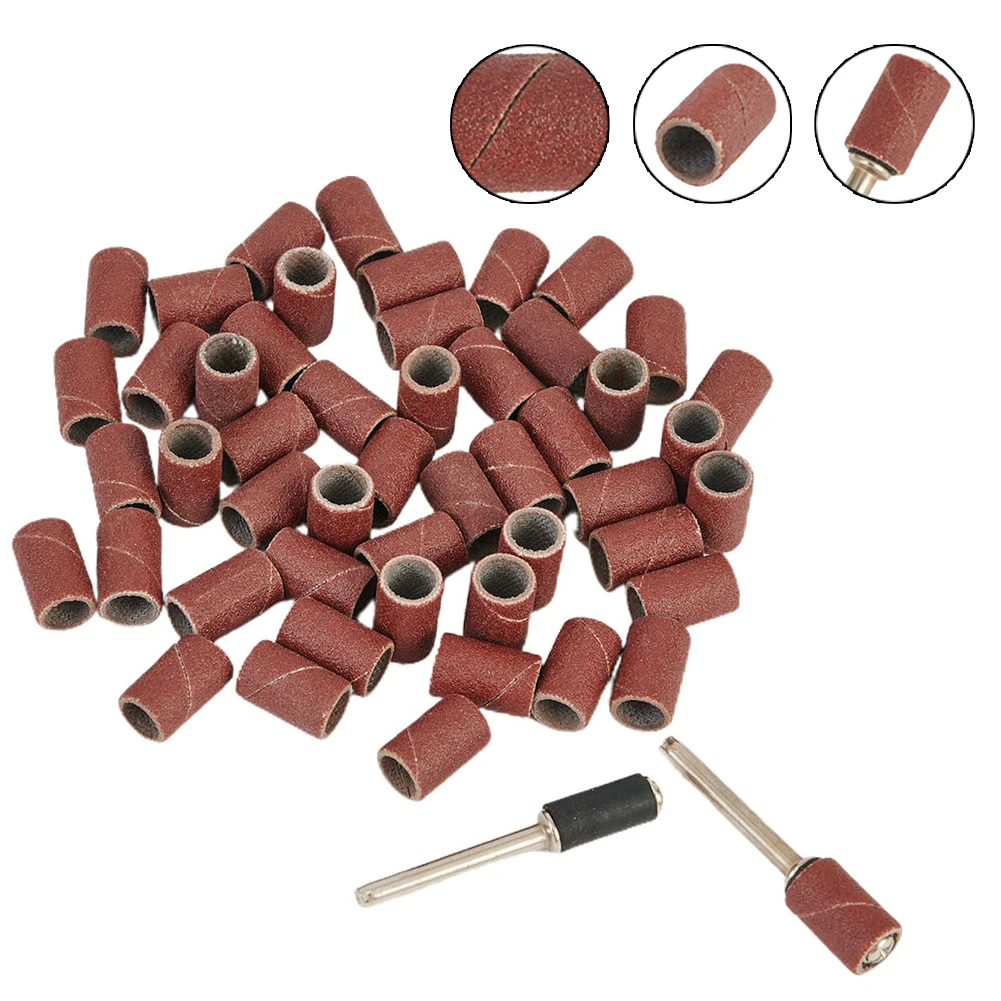 

50pcs 320 Grit Drum Sanding Bands Sleeves+2pcs Mandrels Set Sanding Band For Electric Mini Angle Grinder Sanding Rotary Tools